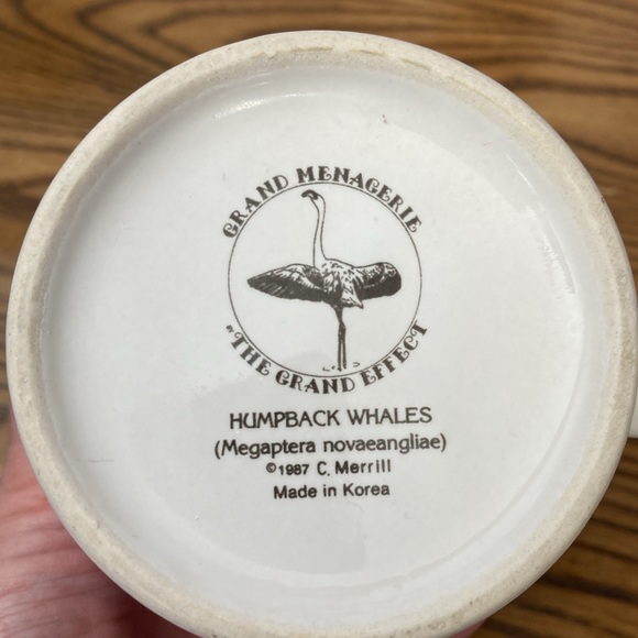 VTG C. Merrill 1987 Humpback Whales Coffee Mug Grand Menagerie Conservation - Picture 5 of 9